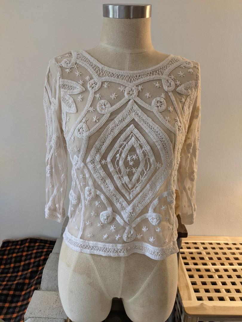 white mesh top with stars