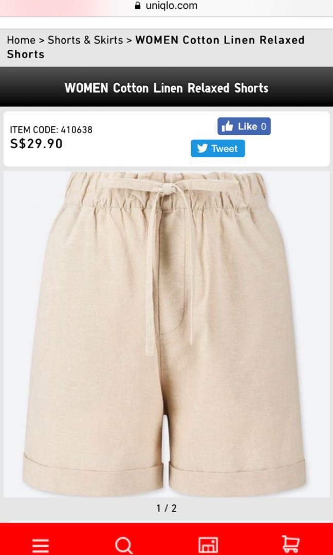 uniqlo cotton linen relaxed shorts