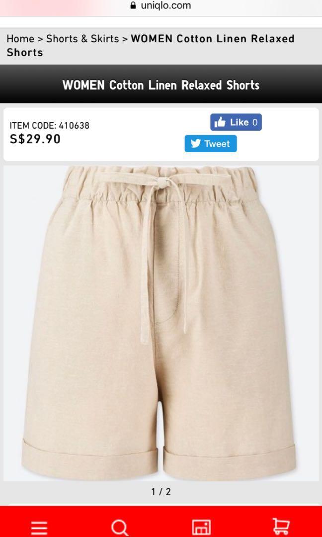 Uniqlo cotton linen relaxed shorts top
