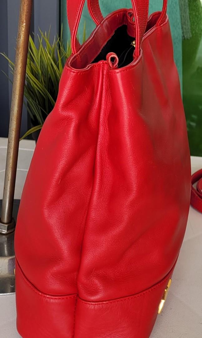 Vintage Paloma Picasso Red Soft Leather Shoulder Bag Purse 