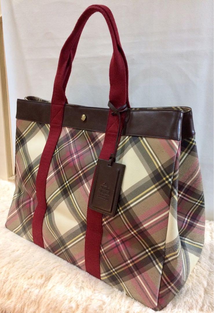 Vivienne Westwood Tartan Tote Bag Women s Fashion Bags Wallets