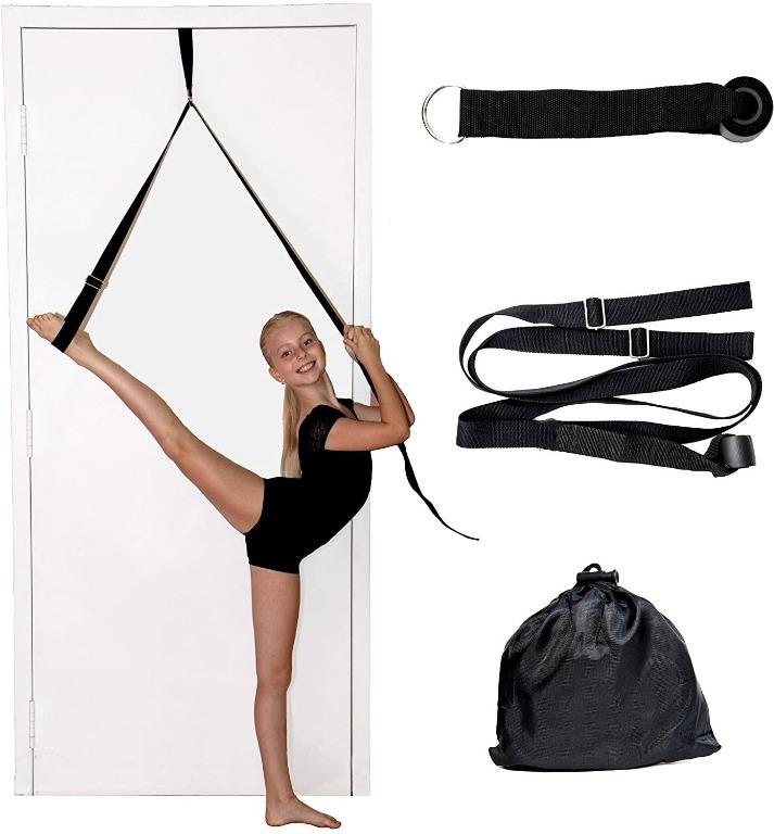 Leg Stretcher Strap, Door Stretch Strap for Flexibility, Adjustable Strap  with Door Anchor to Improve Leg Stretching - Door Flexibility Trainer Band  with Carrying Pouch for Dance, Cheer, Ballet Black, Exercise 