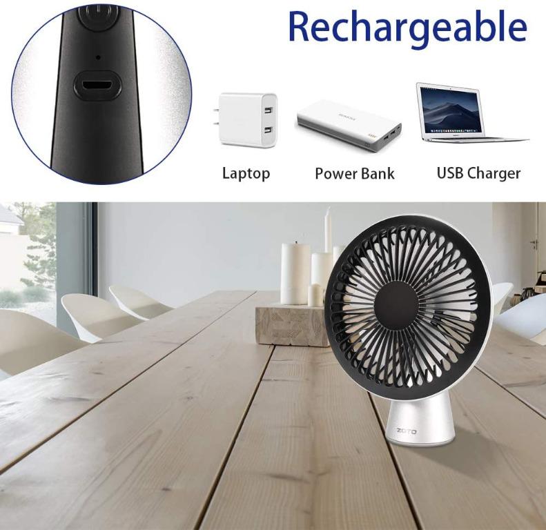 Outdoor Home USB Rechargeable Built-in-Battery Operated Handheld Cooling Fans for Kids ZOTO USB Desk Fan Office 3 Speed Noiseless Portable Mini Fan 