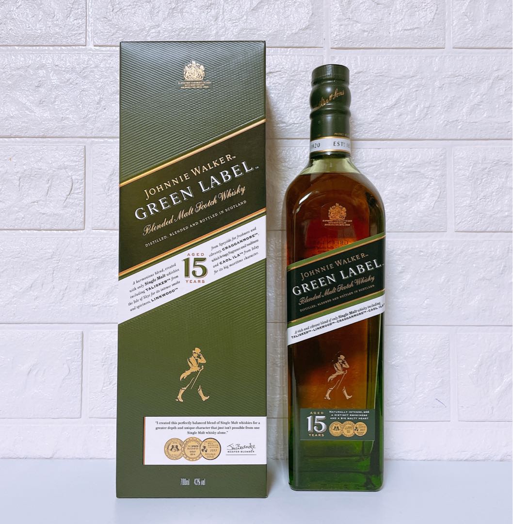 約翰走路綠牌15年調和純麥威士忌 Johnnie Walker 15yo Green Label Blended Malt Scotch Whisky 700ml 台版 嘢食 嘢飲 酒精飲料 Carousell