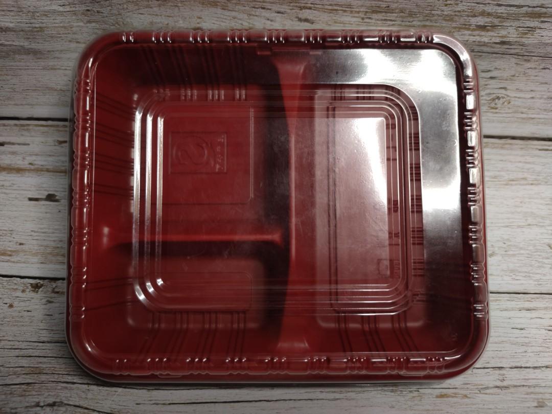 DGPH [25 PCS] 3-Division Disposable Bento Box with Plastic Lid (P9