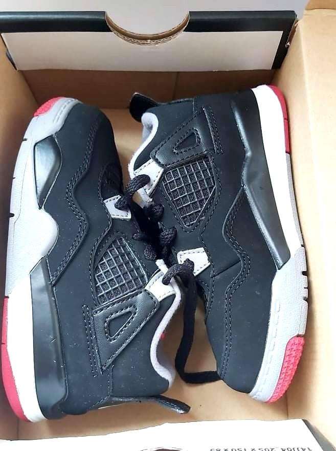 💯 ORIGINAL NIKE AIR JORDAN BRED 4 BABY TODDLER BOY SHOES SIZE 8C (18cm