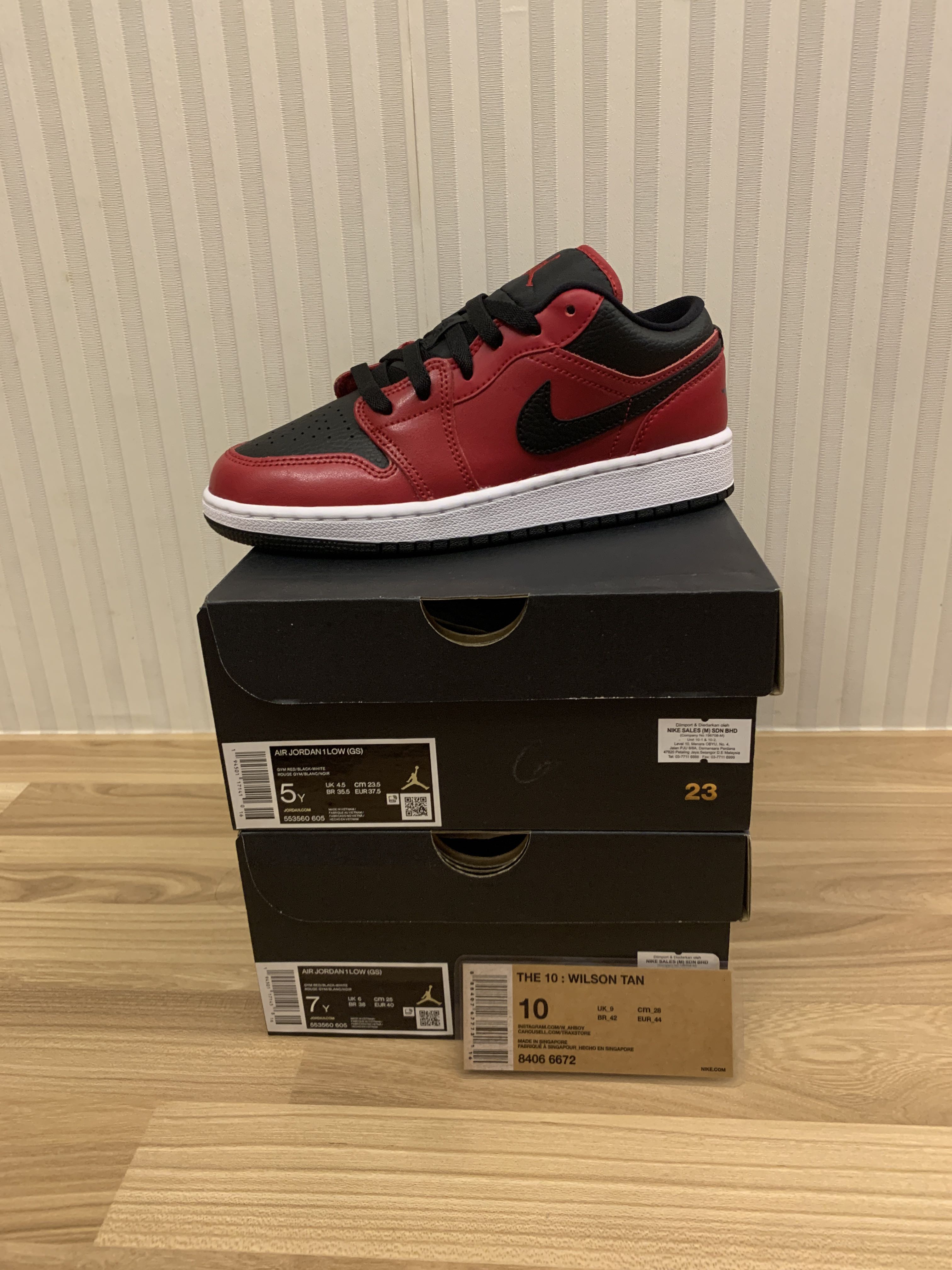 Air Jordan 1 Low Gs Gym Red Black Men S Fashion Footwear Sneakers On Carousell