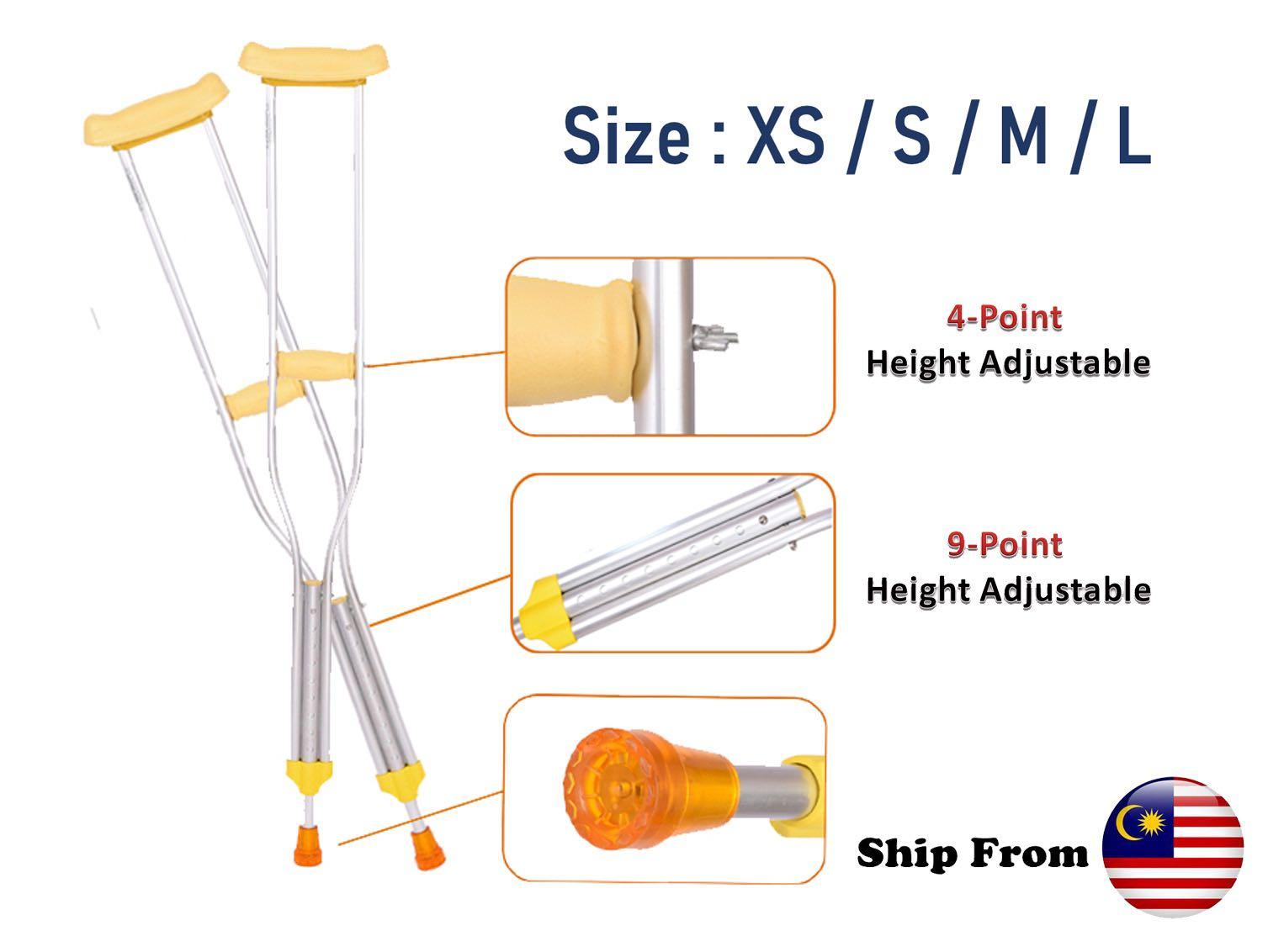 Aluminum Armpit Shoulder Crutches Tongkat Underarm Ketiak Bantu Jalan