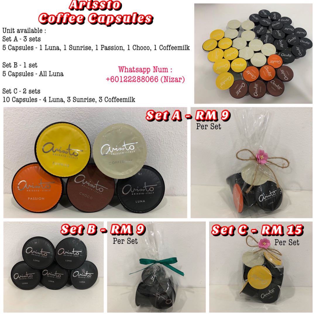 Arissto Coffee Capsules Mixed Repack Food Drinks Beverages on Carousell