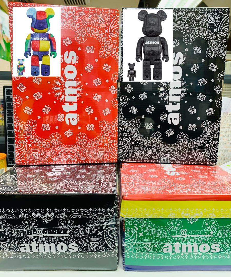 全新現貨BE@RBRICK atmos BANDANA 100％ & 400％ BLACK／MULTI, 興趣及