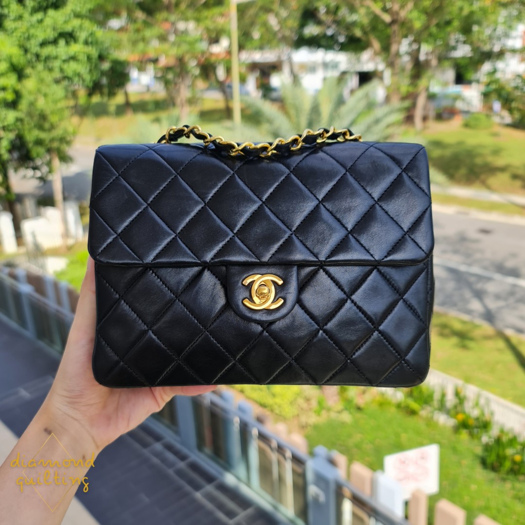 Chanel Vintage Black Lambskin Square Mini Classic Flap Bag 24k GHW –  Boutique Patina