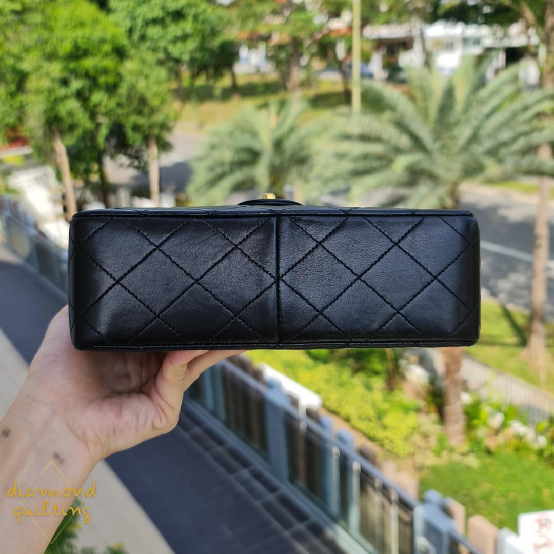 CHANEL VINTAGE MINI SQUARE 20CM BLACK FLAP CLASSIC LAMBSKIN 24K GOLD  HARDWARE GHW SMALL MEDIUM, Luxury, Bags & Wallets on Carousell