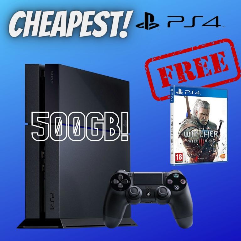 Cheap Sony Playstation 4 500GB Black with FREE PS4 Game The Witcher 3 Wild Hunt Physical Bluray Disc The Witcher 1 The Witcher 2 Assassins