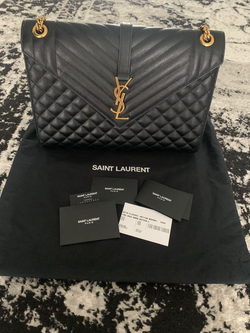 Yves Saint Laurent, Bags, Ysl Envelope Large Bag In Mix Matelass Grain De  Poudre Embossed Leather