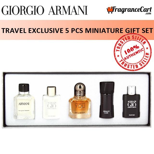Giorgio Armani Travel Exclusive 5 Pcs Miniature Gift Set for Men GiftSet  Collection [Brand New 100% Authentic Perfume/Fragrance], Beauty & Personal  Care, Fragrance & Deodorants on Carousell