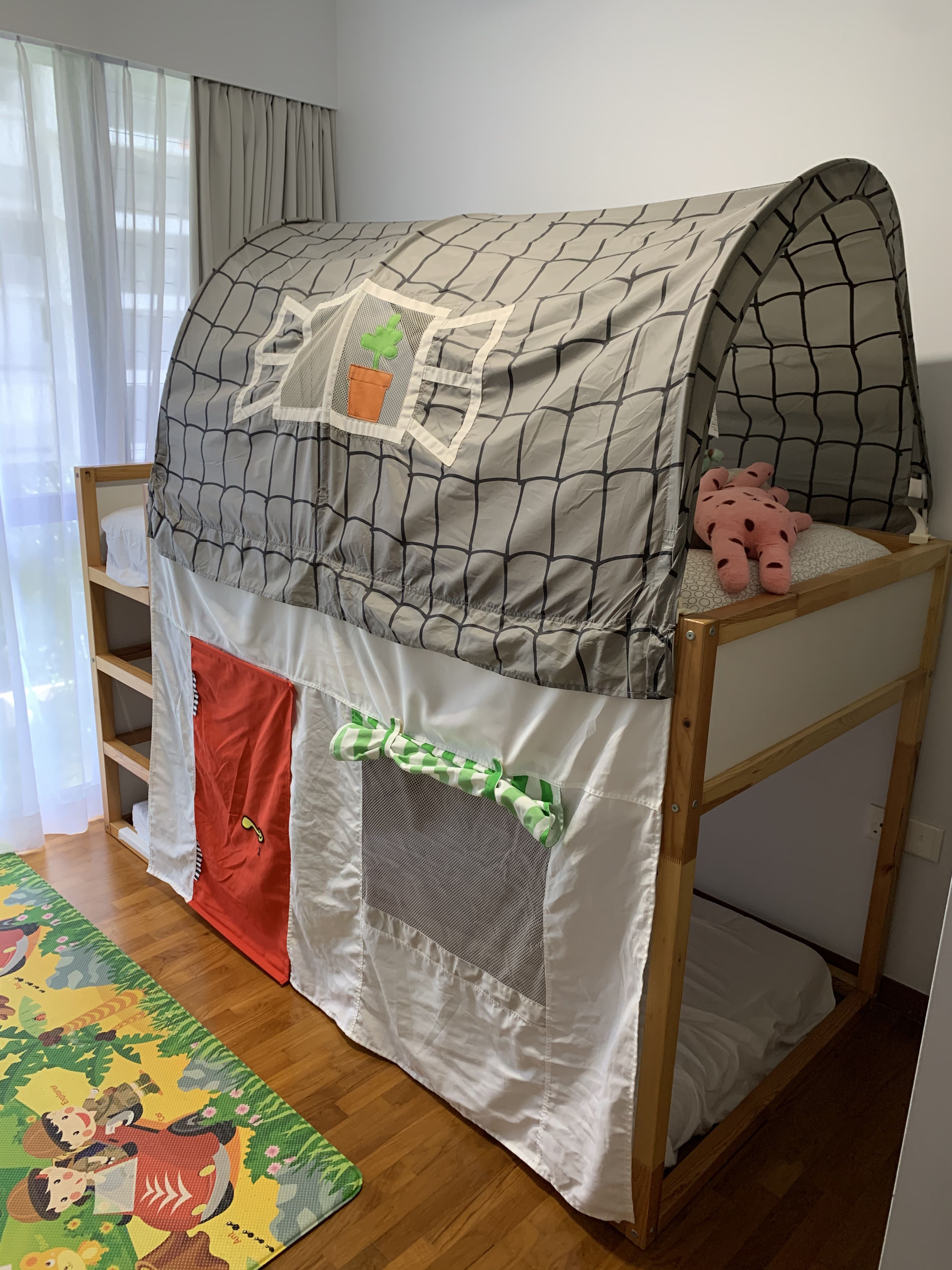 Ikea Kura bunk bed with tent set (exclude mattress), Furniture & Home