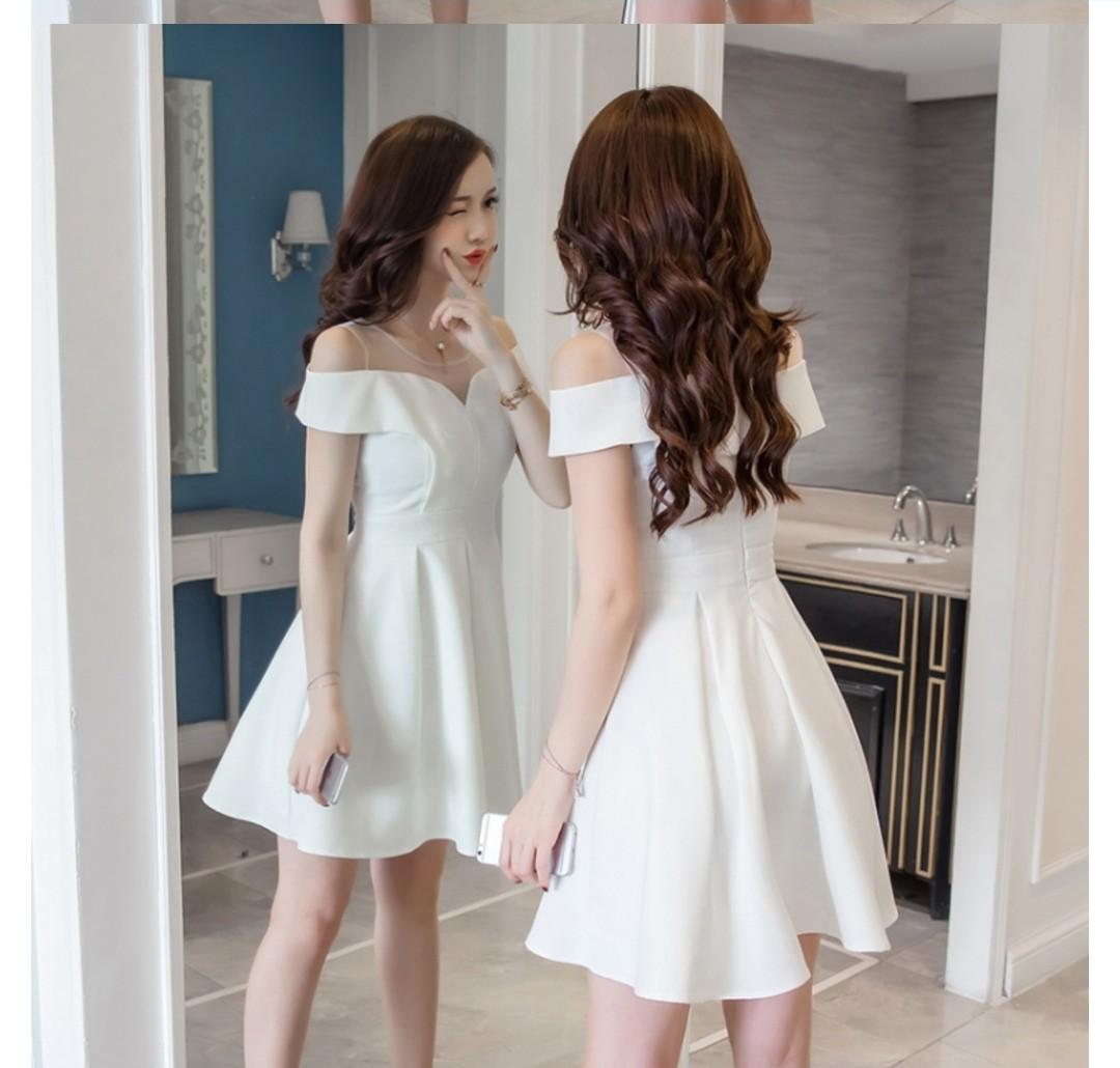 Korean White Puff Sleeve Dress, Women's Fashion, Dresses & Sets, Dresses on  Carousell