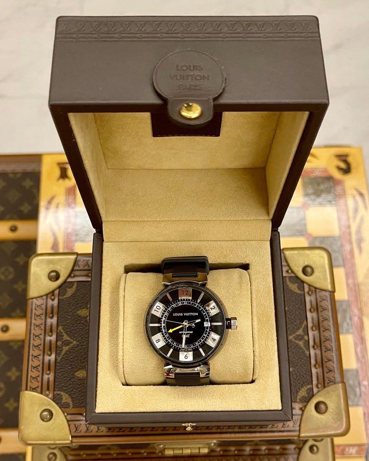 Excellent LV Louis Vuitton Q113K Tambour GMT Automatic Men's Watch  SWISS box
