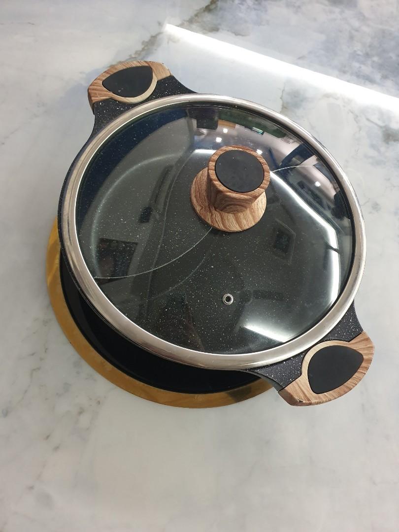 Marble Professional Hotpot Table with induction installed and side