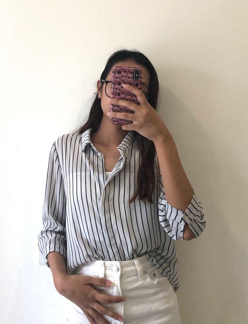 Monki black and white striped dress hot sale