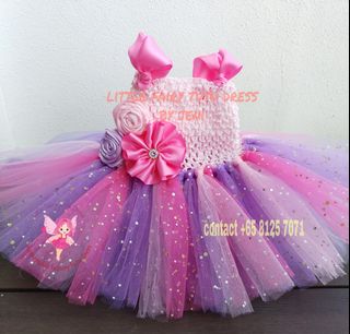 New born to 9 months dress pink and purple baby dress baby