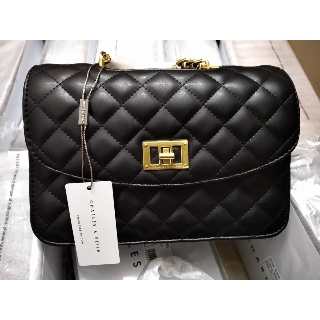 Charles and keith shop quilted sling bag