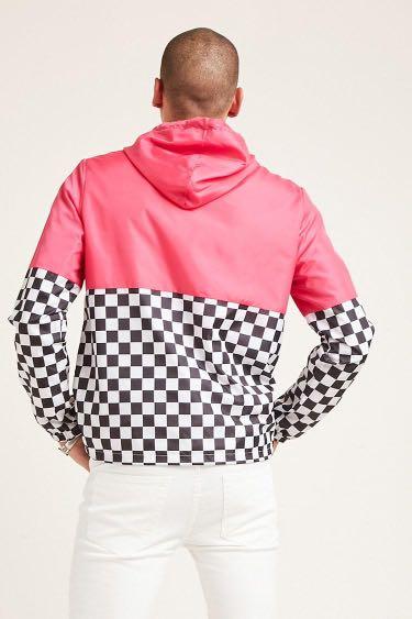 Pink Checkered Windbreaker Jacket Men s Fashion Coats Jackets