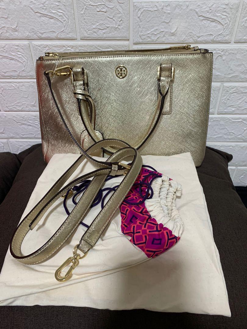 Tory burch store gold tote
