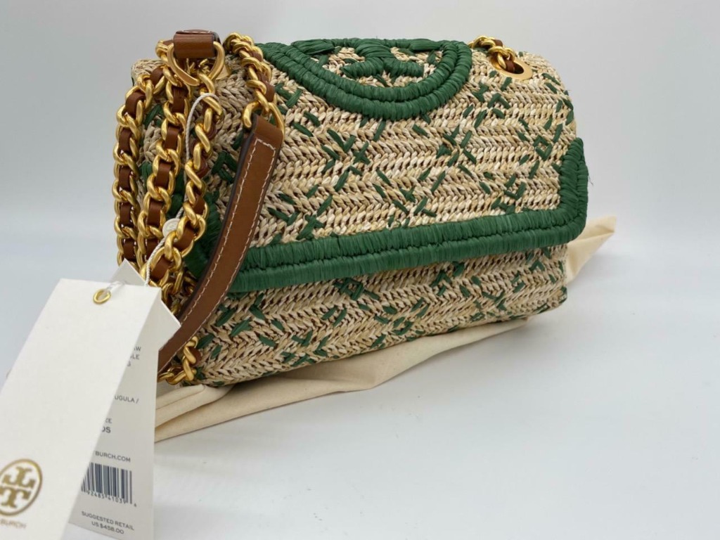 Fleming soft straw small convertible top shoulder bag