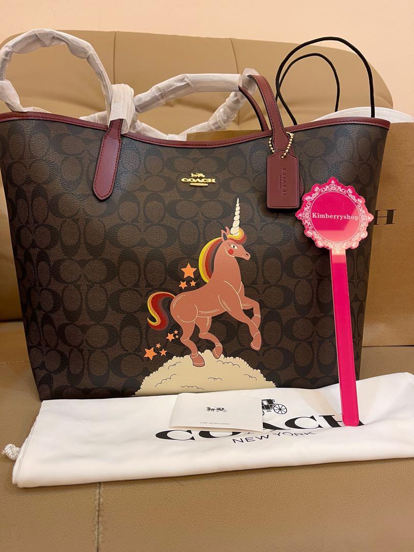 Ready stock authentic coach C2534 shoulder totes City Tote In Signature Canvas With Candy Print