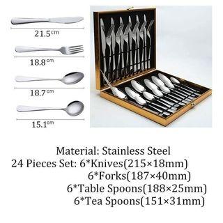 24pcs fork and spoon and knives set