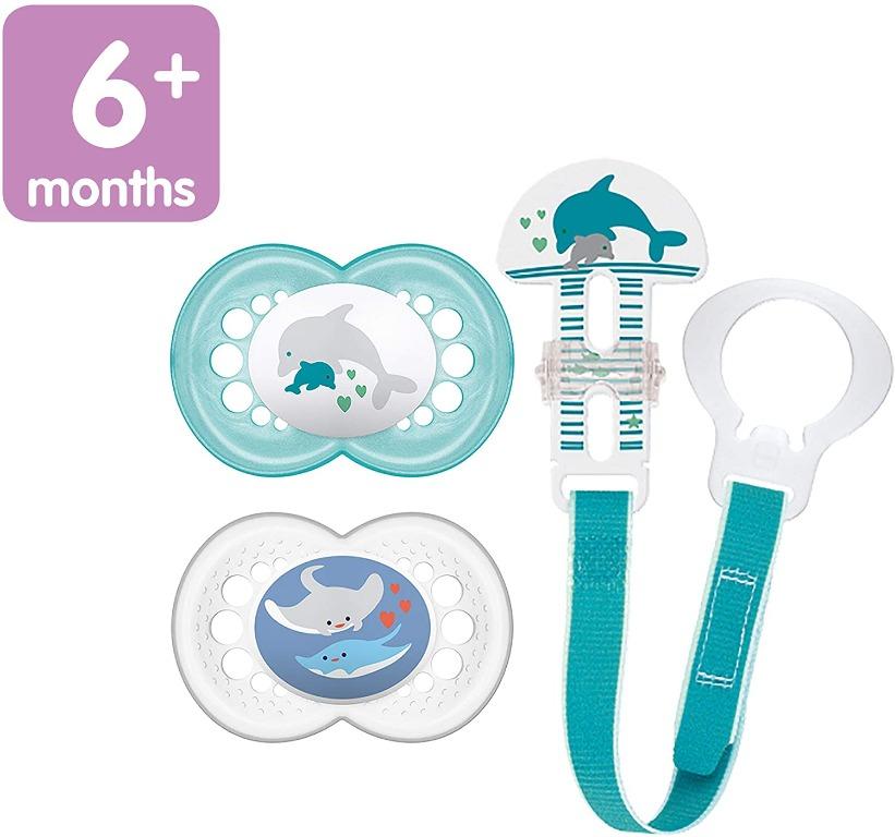 MAM Perfect Pacifiers, Orthodontic Pacifiers (1 Sterilizing Pacifier Case)  MAM Pacifiers 6-Plus Months, Best Pacifier for Breastfed Babies, Designs