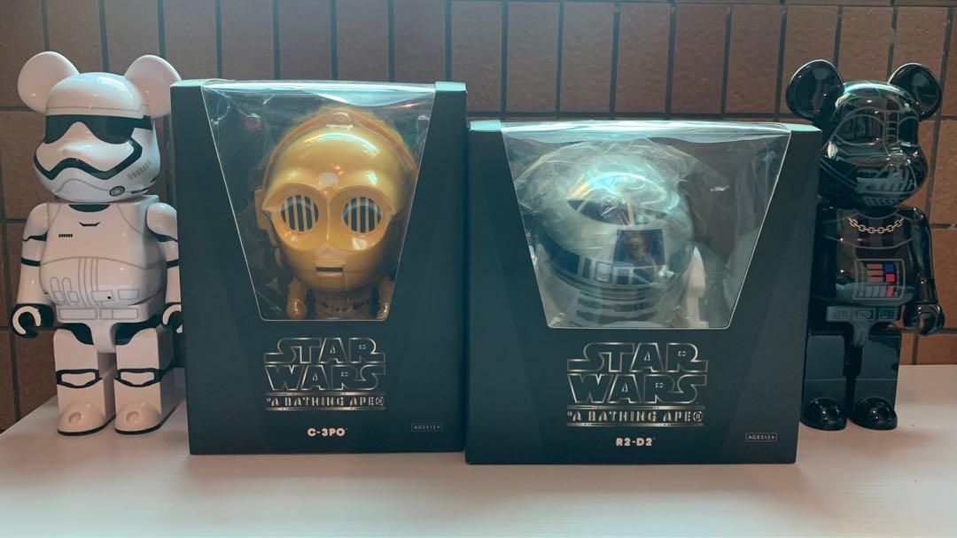 罕見珍藏Star Wars x A Bathing Ape x Baby Milo C3PO & R2D2 (可配合