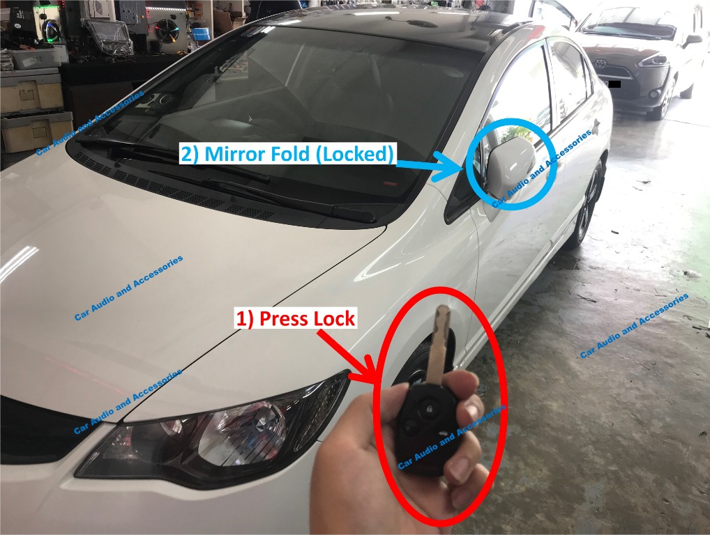 Auto Fold mirror module on Honda Civic Lock = Mirror auto fold