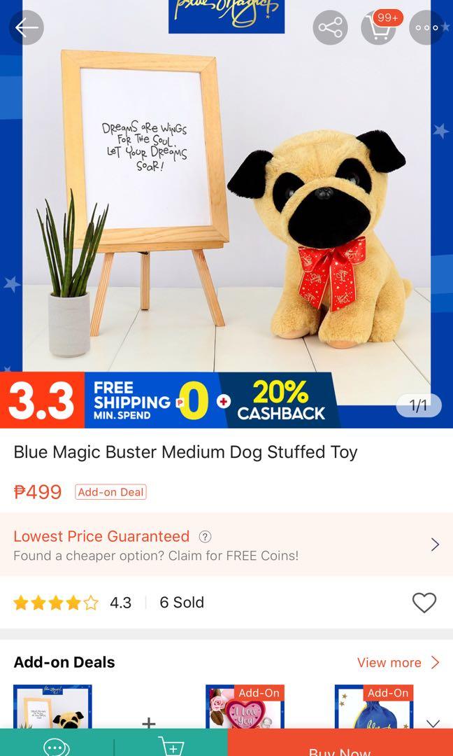 Pug stuffed toy blue magic top