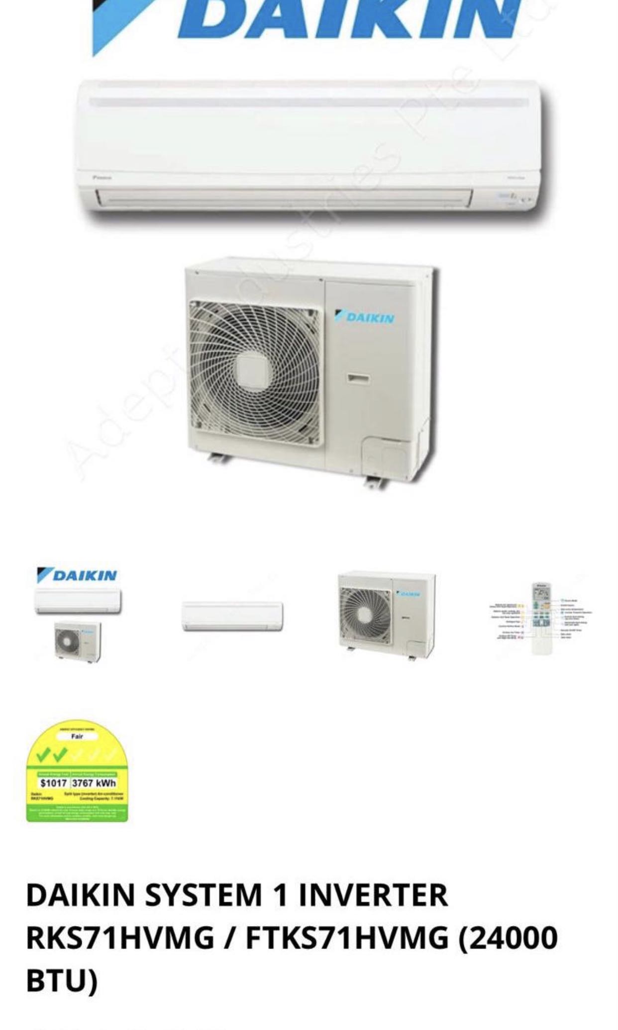 Daikin System Inverter Tv Home Appliances Air Conditioners