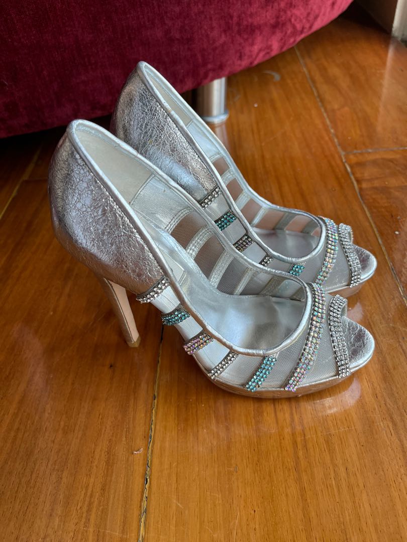dune silver heels