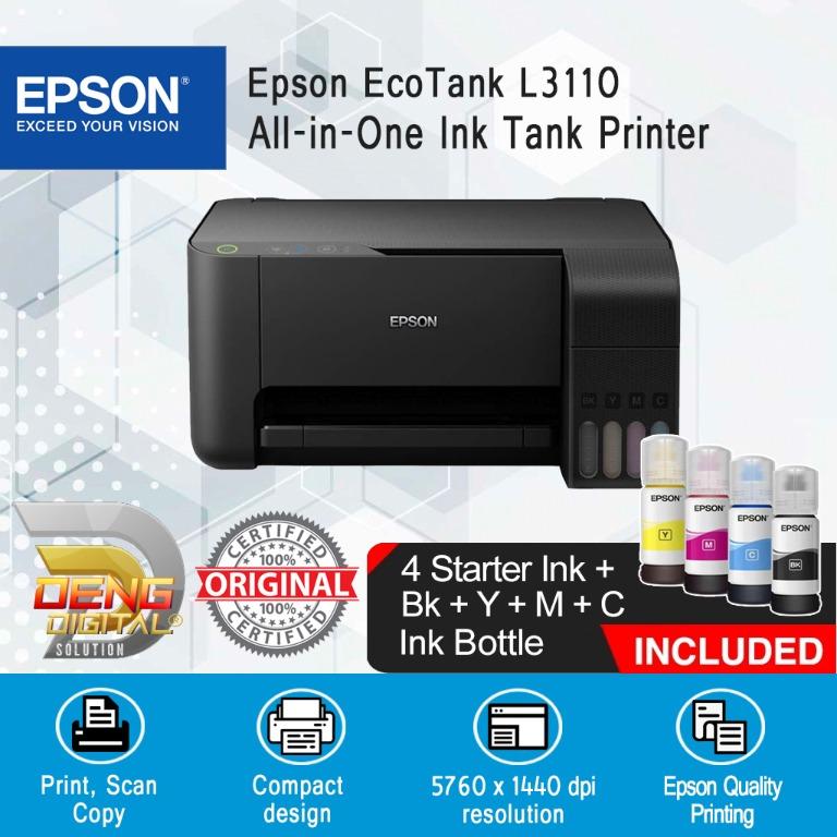 Epson L3110 Ecotank All In One Ink Tank Printer Print Scan Copy Computers And Tech Parts 7615