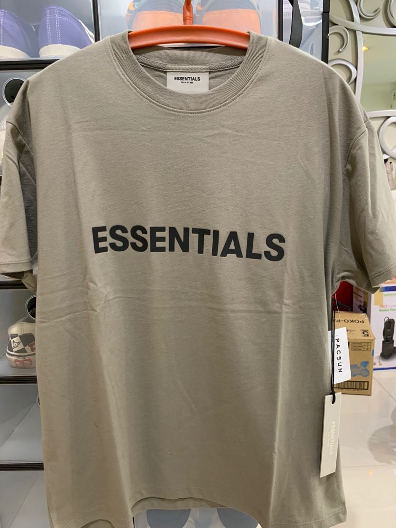 Fear of God FOG Essentials CEMENT t-shirt, Men's Fashion, Tops & Sets