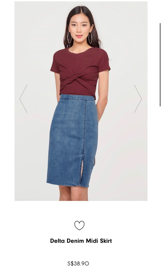 denim midi skirt xs