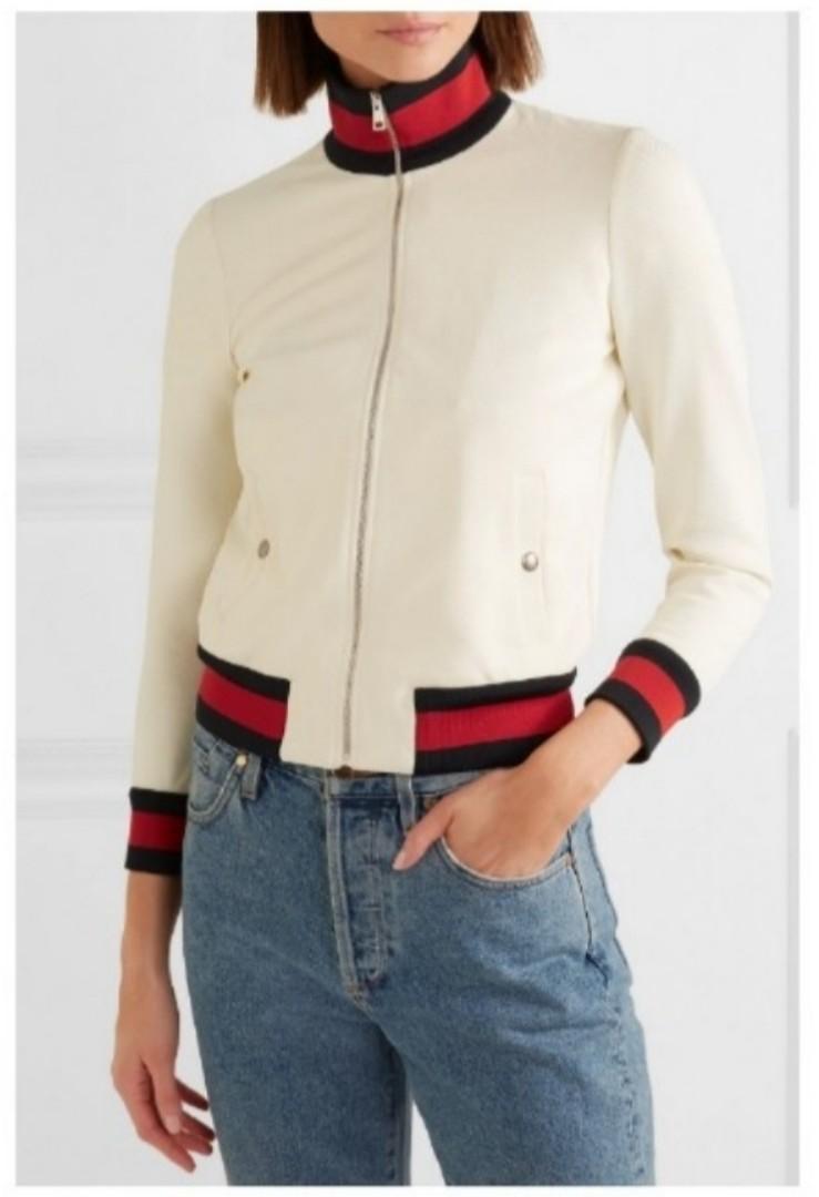 Gucci Twill Bomber Jacket in White