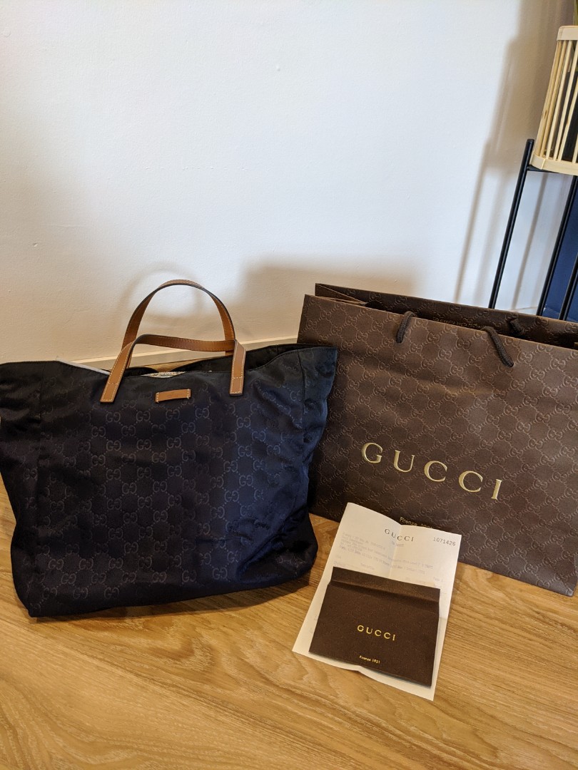 Gucci Nylon Tote Bag in Navy