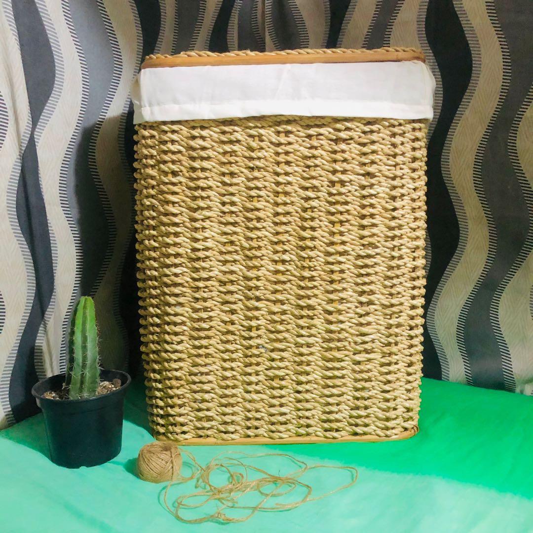 Hamper | Laundry Basket | Storage | Organizer | Big Basket (Category: Laundry Baskets) located in Caloocan City. Submitted by basketitos (Listing ID 1072713941, Image 3). Description: Datu Basket (with cover & cloth) Materials: Buri Rope & Rattan Size: 17" x 13" x 23" H Price: 1000 1 pc on hand 🥸 ✉️Message us for inquiries .