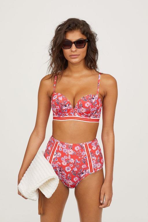 H M High Waist Floral Bikini Bottom Swimsuit Women s Fashion
