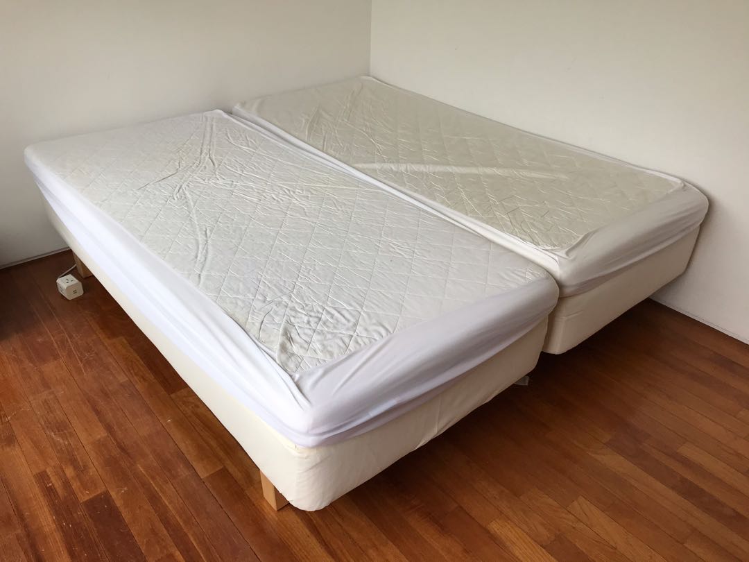 ikea bed engerdal with mattress and protector furniture home living furniture bed frames mattresses on carousell