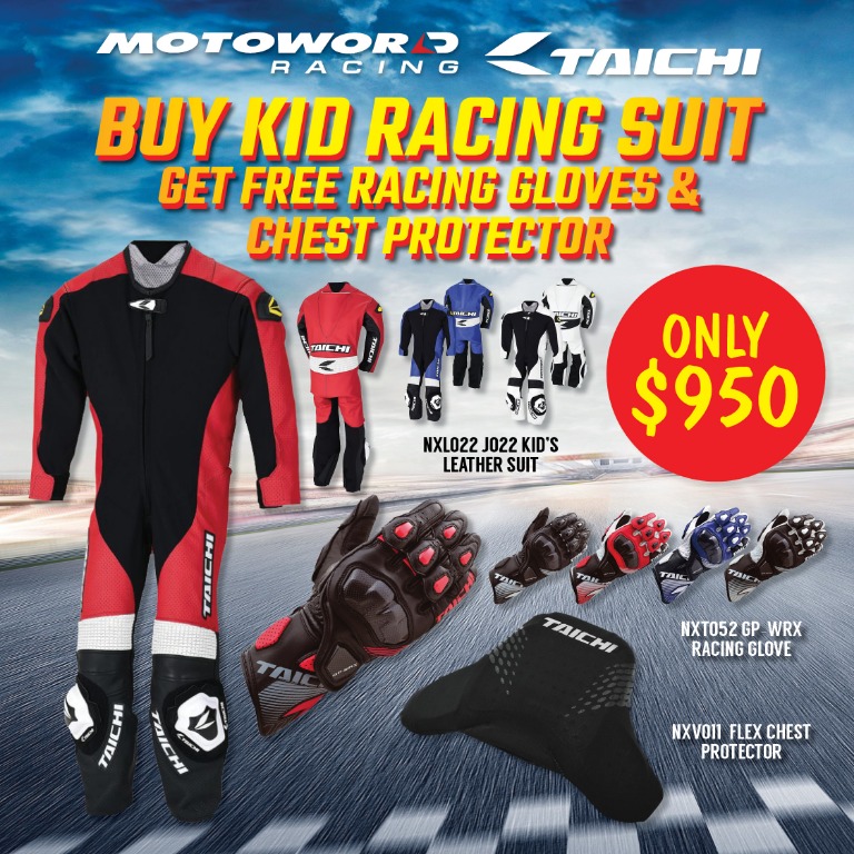Kids racing suit leather by RS Taichi (Suitable for youth), Motorcycles
