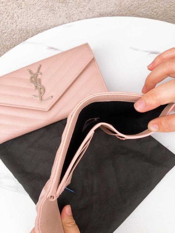 Monogram compact tri fold in grain sales de poudre embossed leather