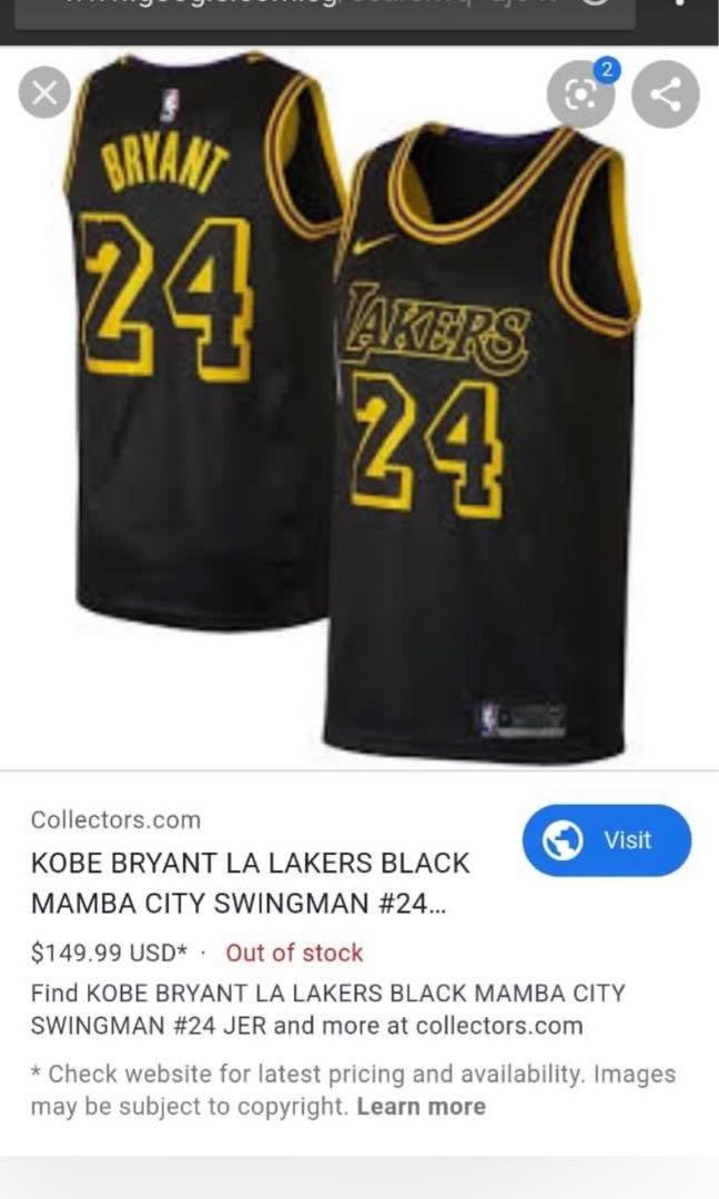 KOBE BRYANT #24 Black Mamba Nike Swingman Jersey LA Lakers Size