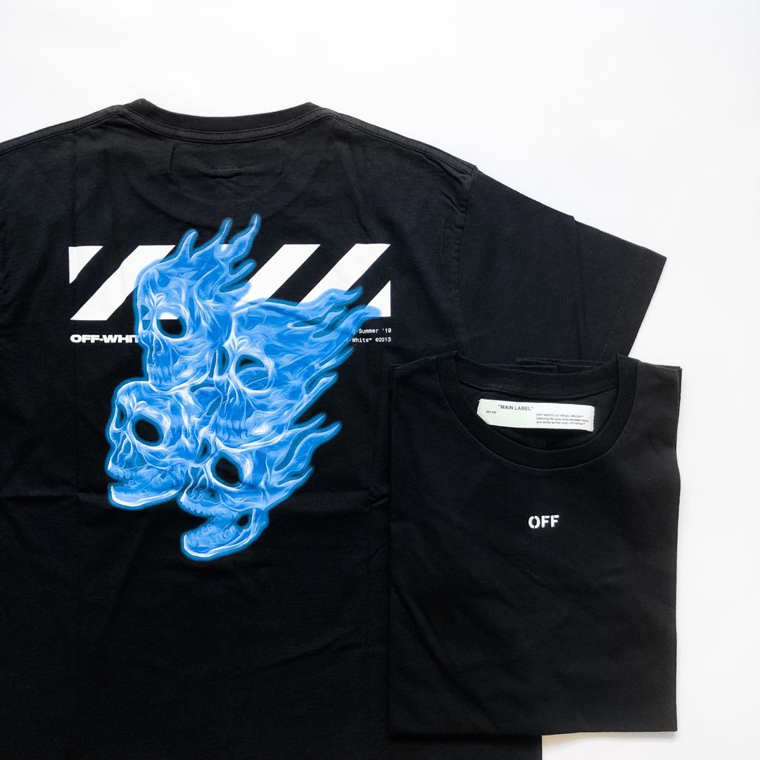 Off white hotsell diagonal skulls tee