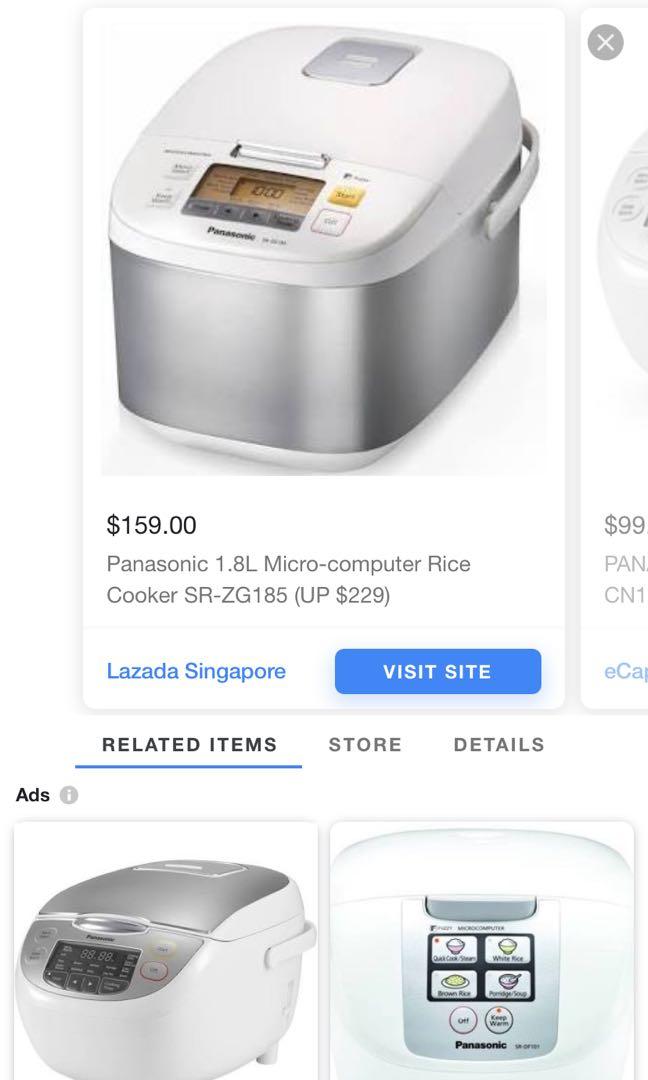 panasonic rice cooker srzg185, TV & Home Appliances, Kitchen